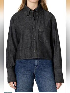 Amazon Essentials Women's Oversized Denim Button-Down Shirt Sz Large